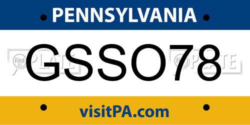 GSSO78 Pennsylvania License Plate