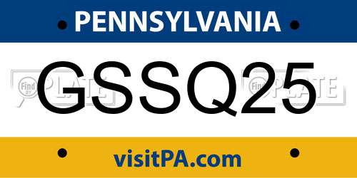 GSSQ25 Pennsylvania License Plate