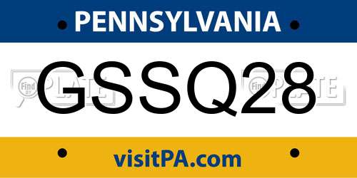 GSSQ28 Pennsylvania License Plate