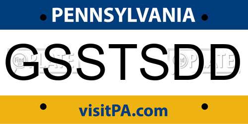 GSSTSDD Pennsylvania License Plate