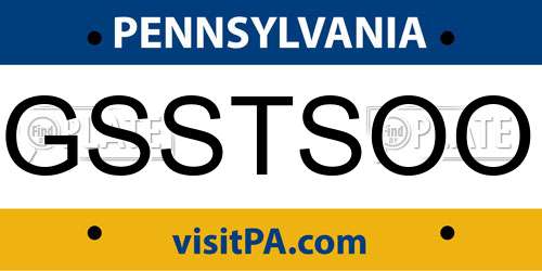 GSSTSOO Pennsylvania License Plate