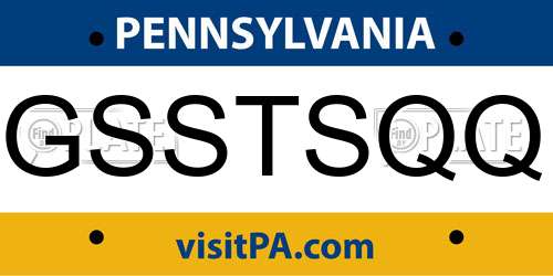 GSSTSQQ Pennsylvania License Plate