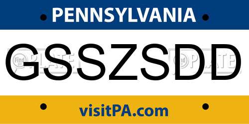 GSSZSDD Pennsylvania License Plate