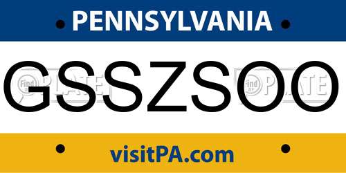 GSSZSOO Pennsylvania License Plate