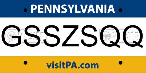 GSSZSQQ Pennsylvania License Plate