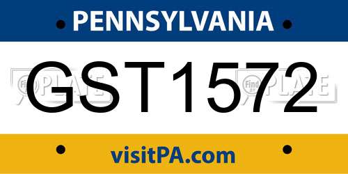 GST1572 Pennsylvania License Plate