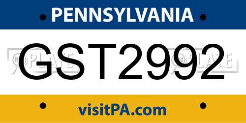GST2992 Pennsylvania License Plate
