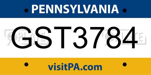GST3784 Pennsylvania License Plate