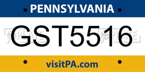 GST5516 Pennsylvania License Plate