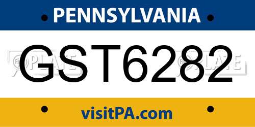 GST6282 Pennsylvania License Plate
