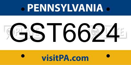 GST6624 Pennsylvania License Plate