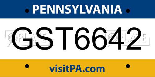 GST6642 Pennsylvania License Plate