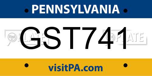 GST741 Pennsylvania License Plate