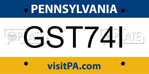 GST74I Pennsylvania License Plate