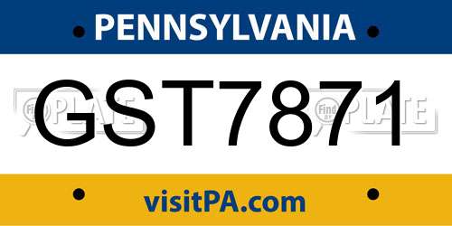 GST7871 Pennsylvania License Plate