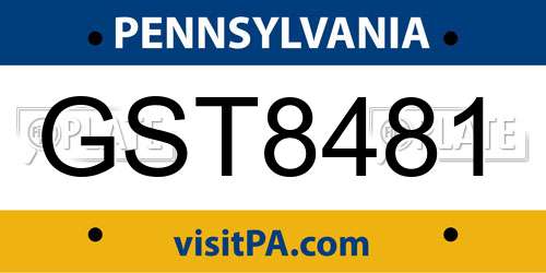 GST8481 Pennsylvania License Plate