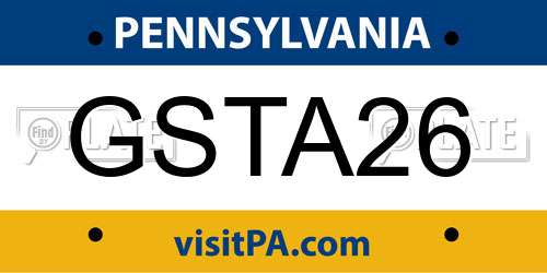 GSTA26 Pennsylvania License Plate