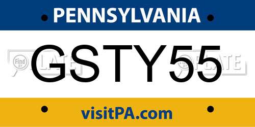 GSTY55 Pennsylvania License Plate