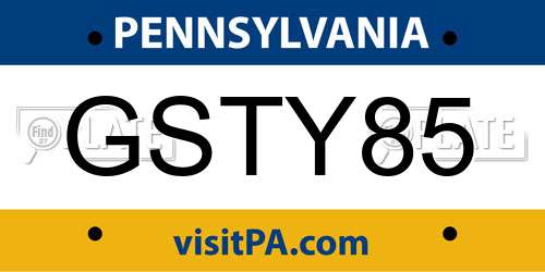 GSTY85 Pennsylvania License Plate