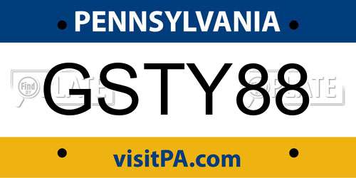 GSTY88 Pennsylvania License Plate