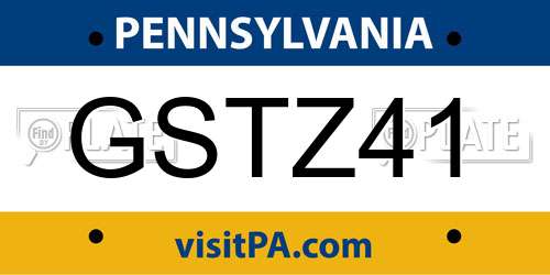 GSTZ41 Pennsylvania License Plate