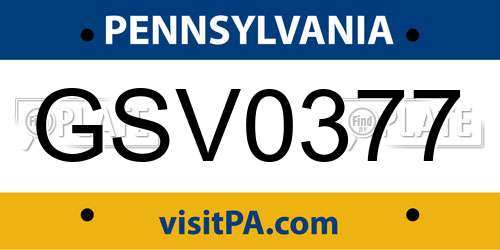 GSV0377 Pennsylvania License Plate