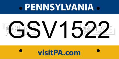 GSV1522 Pennsylvania License Plate