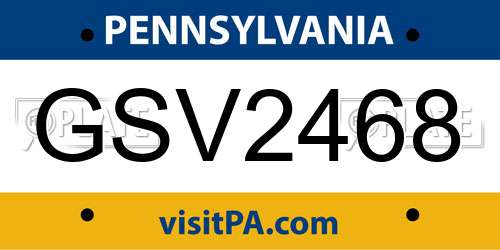 GSV2468 Pennsylvania License Plate