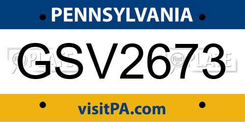 GSV2673 Pennsylvania License Plate