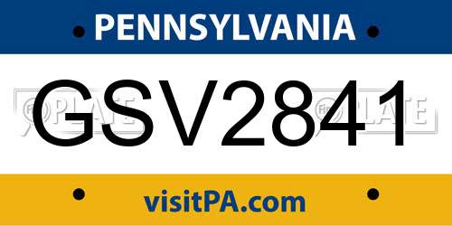 GSV2841 Pennsylvania License Plate