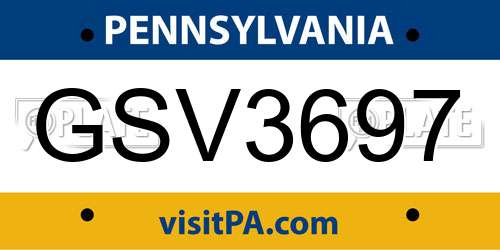 GSV3697 Pennsylvania License Plate