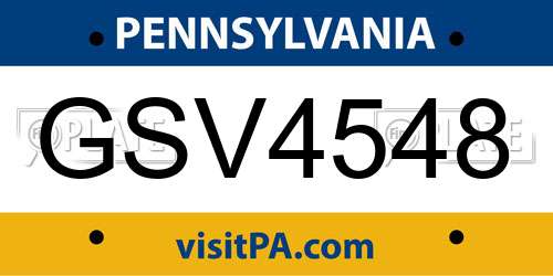 GSV4548 Pennsylvania License Plate