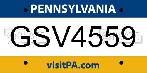 GSV4559 Pennsylvania License Plate