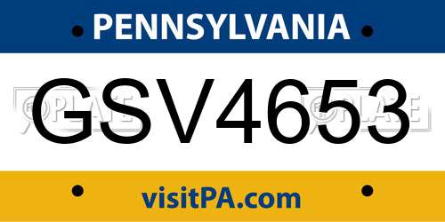 GSV4653 Pennsylvania License Plate