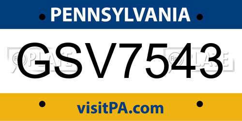 GSV7543 Pennsylvania License Plate