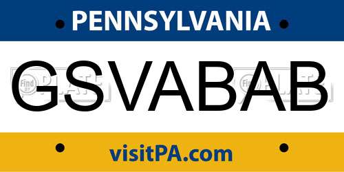 GSVABAB Pennsylvania License Plate