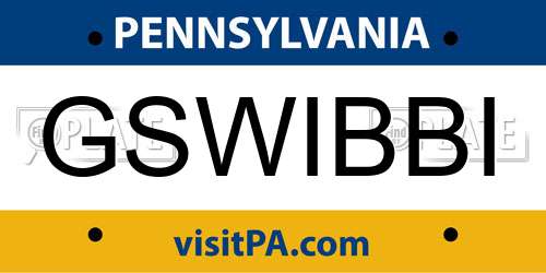 GSWIBBI Pennsylvania License Plate