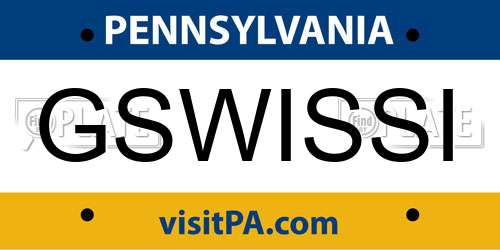 GSWISSI Pennsylvania License Plate