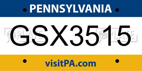 GSX3515 Pennsylvania License Plate