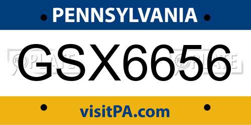 GSX6656 Pennsylvania License Plate