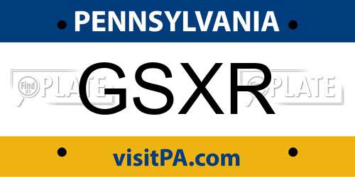 GSXR Pennsylvania License Plate
