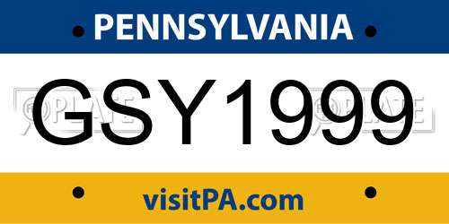 GSY1999 Pennsylvania License Plate
