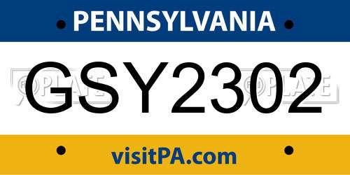 GSY2302 Pennsylvania License Plate
