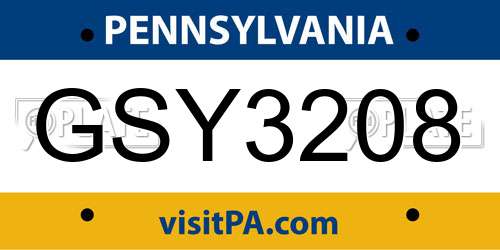 GSY3208 Pennsylvania License Plate