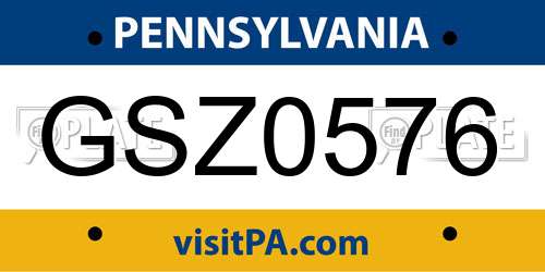 GSZ0576 Pennsylvania License Plate