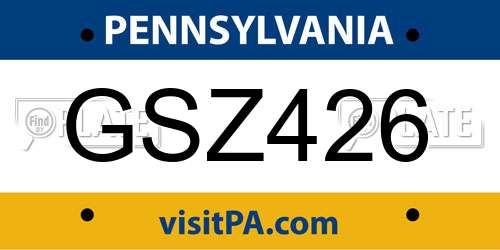 GSZ426 Pennsylvania License Plate