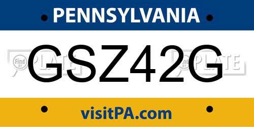 GSZ42G Pennsylvania License Plate