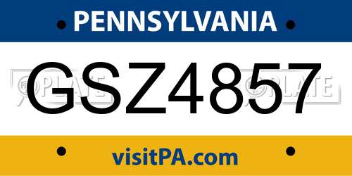 GSZ4857 Pennsylvania License Plate