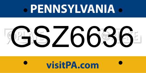 GSZ6636 Pennsylvania License Plate