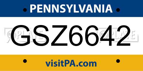 GSZ6642 Pennsylvania License Plate